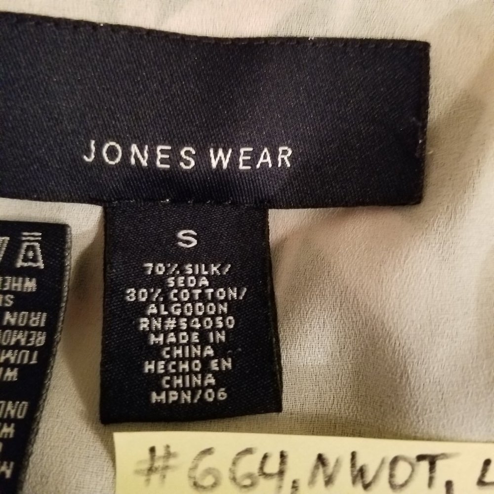 ✅NWOT Elegant Jones Wear Blue White Silk Fully Lined Top S #664, B14 - Picture 8 of 9